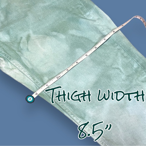 Originally White Slim Boyfriend Style Jeans Ombre Dip Dyed in Sage. Size 26 - Picture 6 of 11